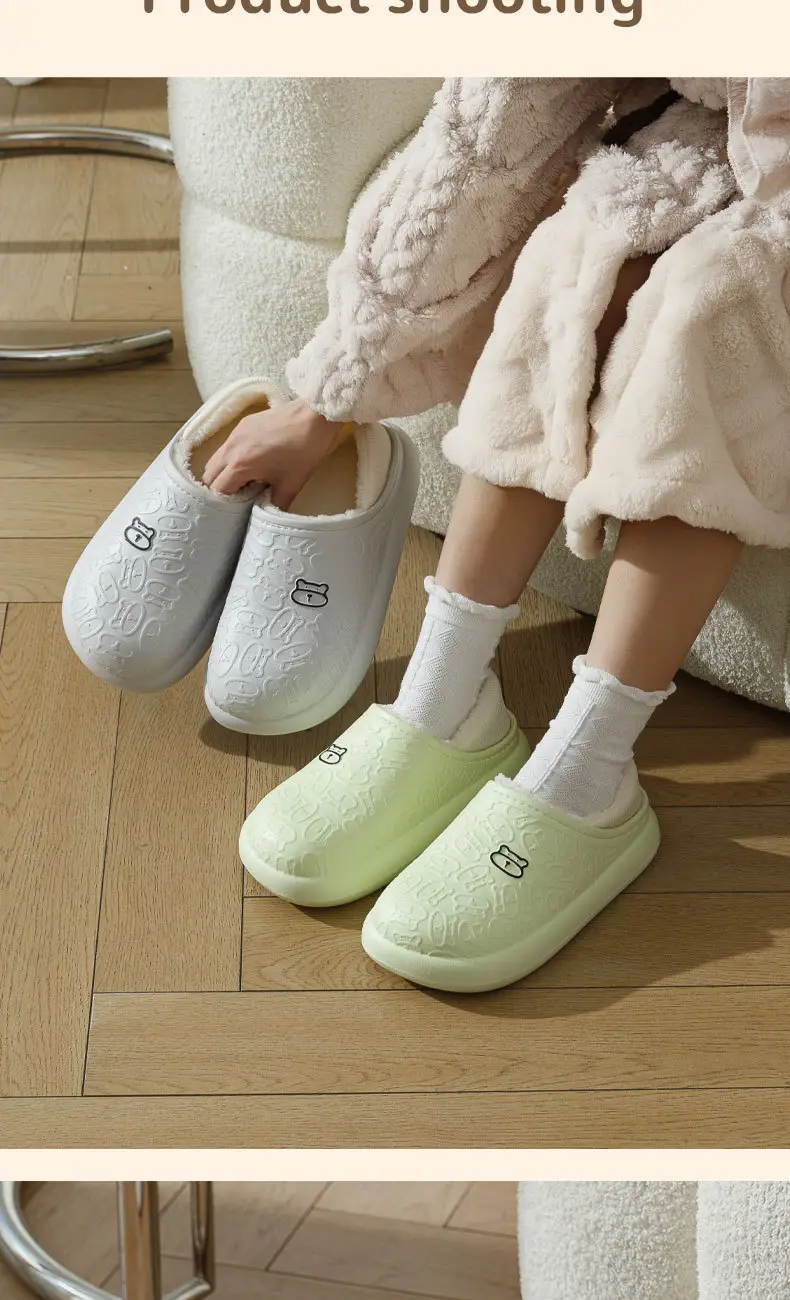 2023 new cotton slippers women's autumn and winter waterproof non-slip fleece-lined warm couple's home outdoor cotton-padded shoes men — feature 7