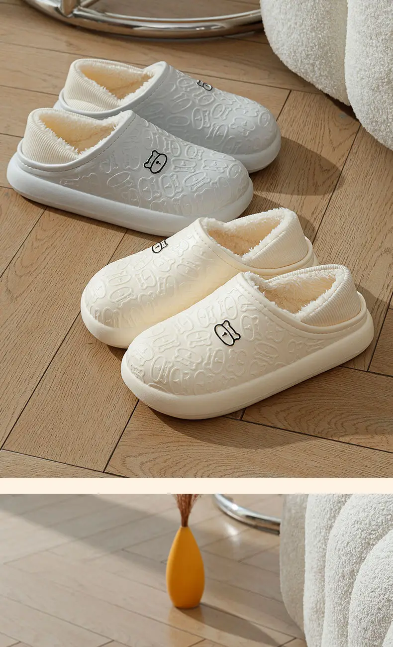 2023 new cotton slippers women's autumn and winter waterproof non-slip fleece-lined warm couple's home outdoor cotton-padded shoes men — feature 8