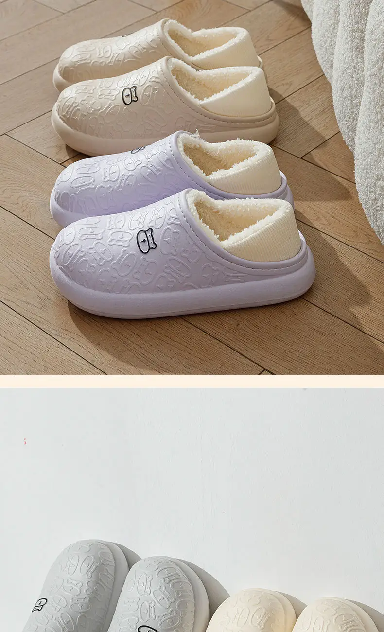 2023 new cotton slippers women's autumn and winter waterproof non-slip fleece-lined warm couple's home outdoor cotton-padded shoes men — feature 9
