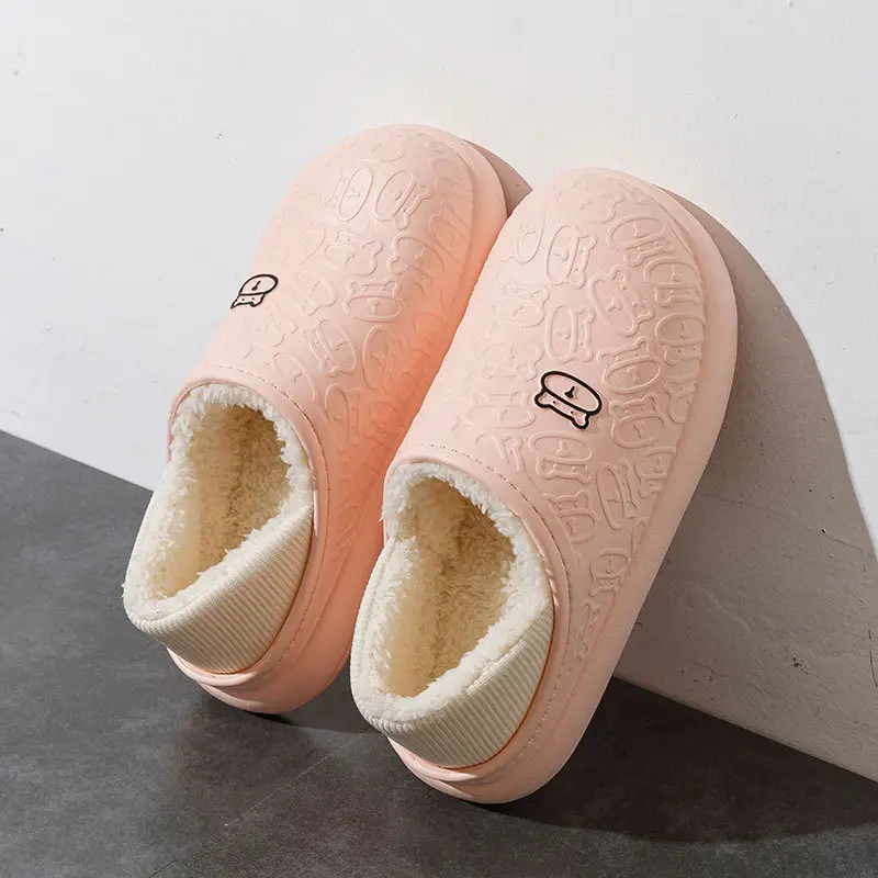 2023 new cotton slippers women's autumn and winter waterproof non-slip fleece-lined warm couple's home outdoor cotton-padded shoes men - Image 2