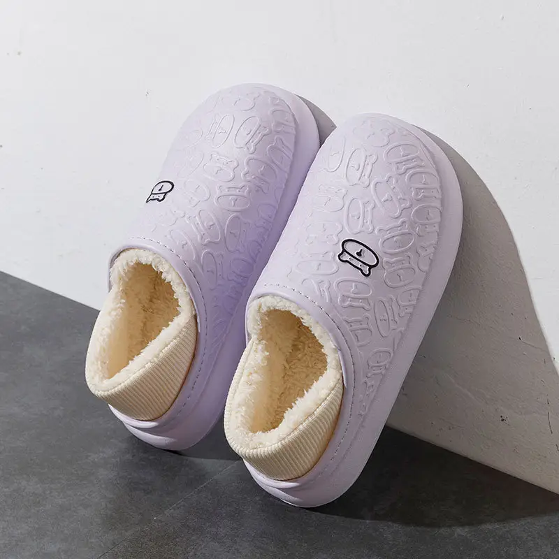 2023 new cotton slippers women's autumn and winter waterproof non-slip fleece-lined warm couple's home outdoor cotton-padded shoes men - Image 4