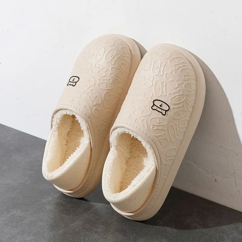 2023 new cotton slippers women's autumn and winter waterproof non-slip fleece-lined warm couple's home outdoor cotton-padded shoes men - Image 7