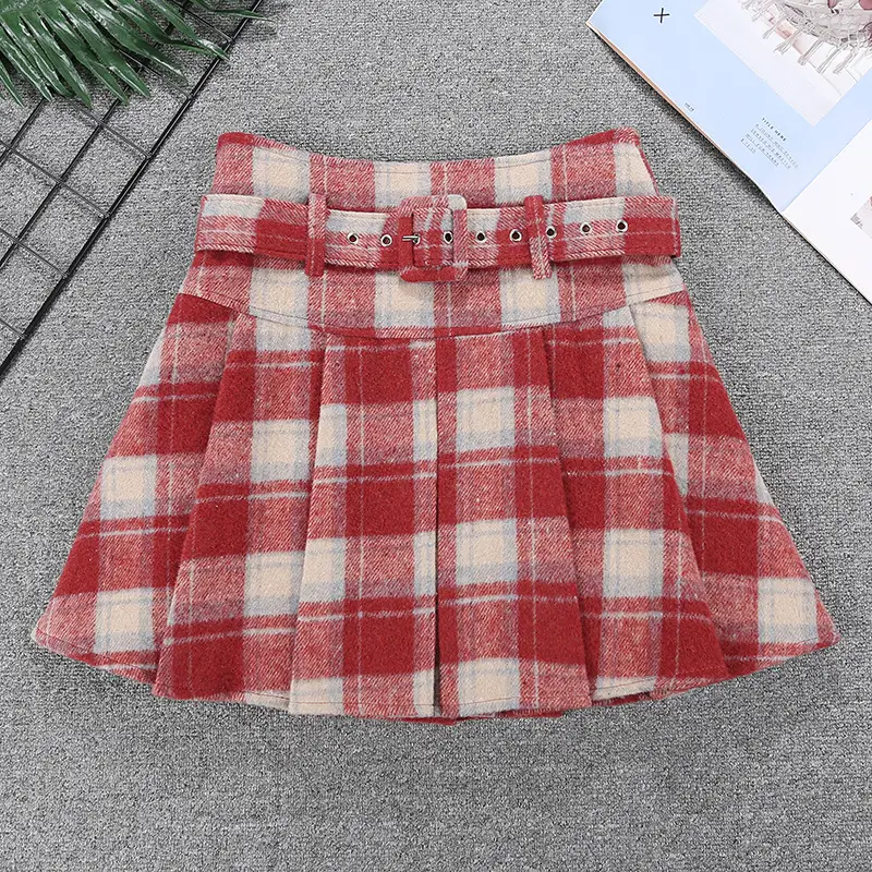 Plaid Woolen Skirt Set for Women 8367 — feature 10