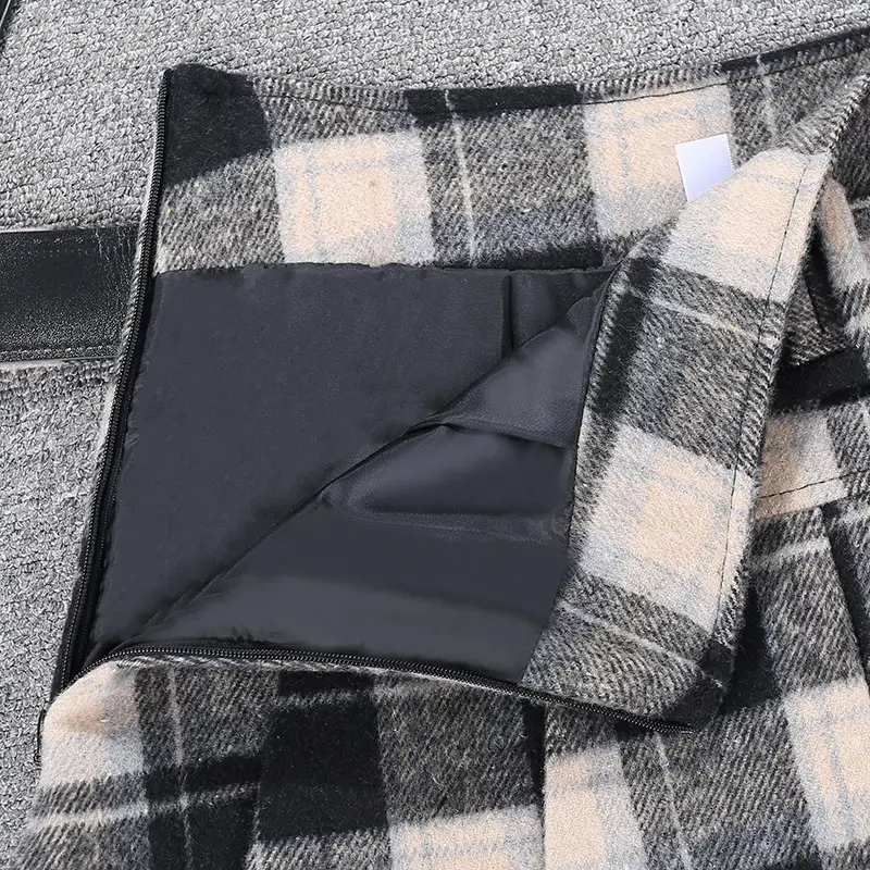 Plaid Woolen Skirt Set for Women 8367 — feature 6