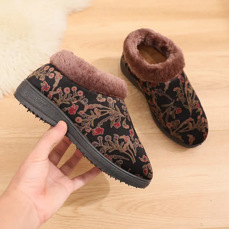 25 Cotton Slippers Women's Warm Thick Sole Non-slip Mother Shoes Middle-aged and Elderly Soft Sole fleece-lined Thickened Cotton Shoes for the Elderly - Image 8