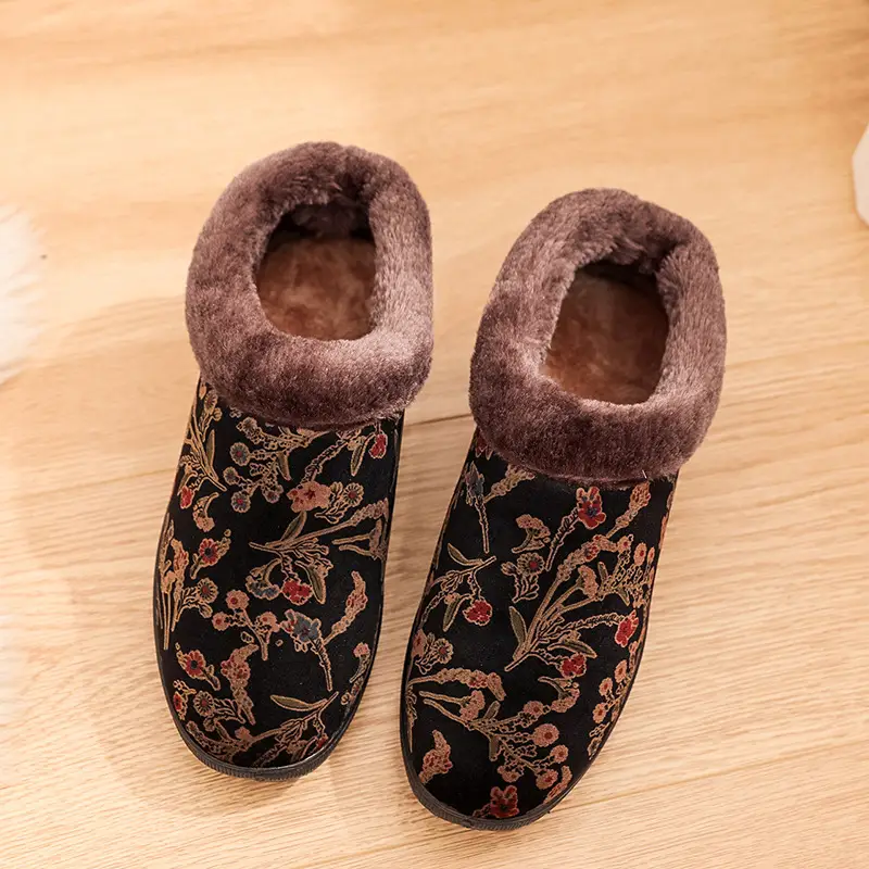 25 Cotton Slippers Women's Warm Thick Sole Non-slip Mother Shoes Middle-aged and Elderly Soft Sole fleece-lined Thickened Cotton Shoes for the Elderly - Image 9