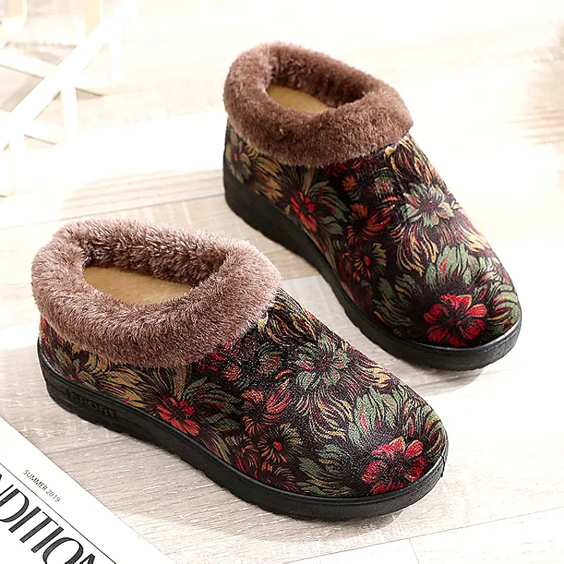 25 Cotton Slippers Women's Warm Thick Sole Non-slip Mother Shoes Middle-aged and Elderly Soft Sole fleece-lined Thickened Cotton Shoes for the Elderly - Image 6