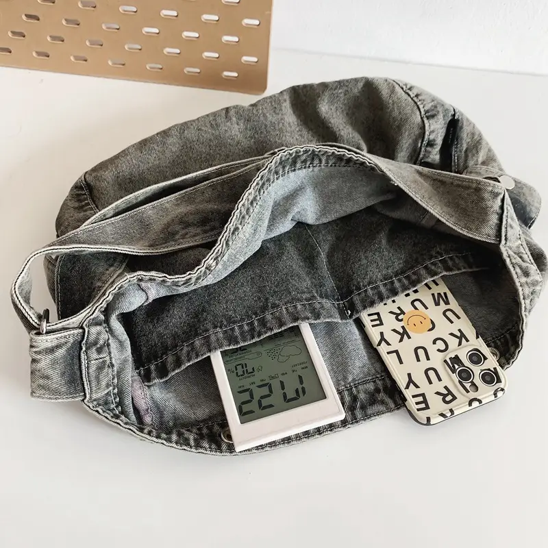 Women's Purple Crossbody Denim Bag Retro Style - Image 8