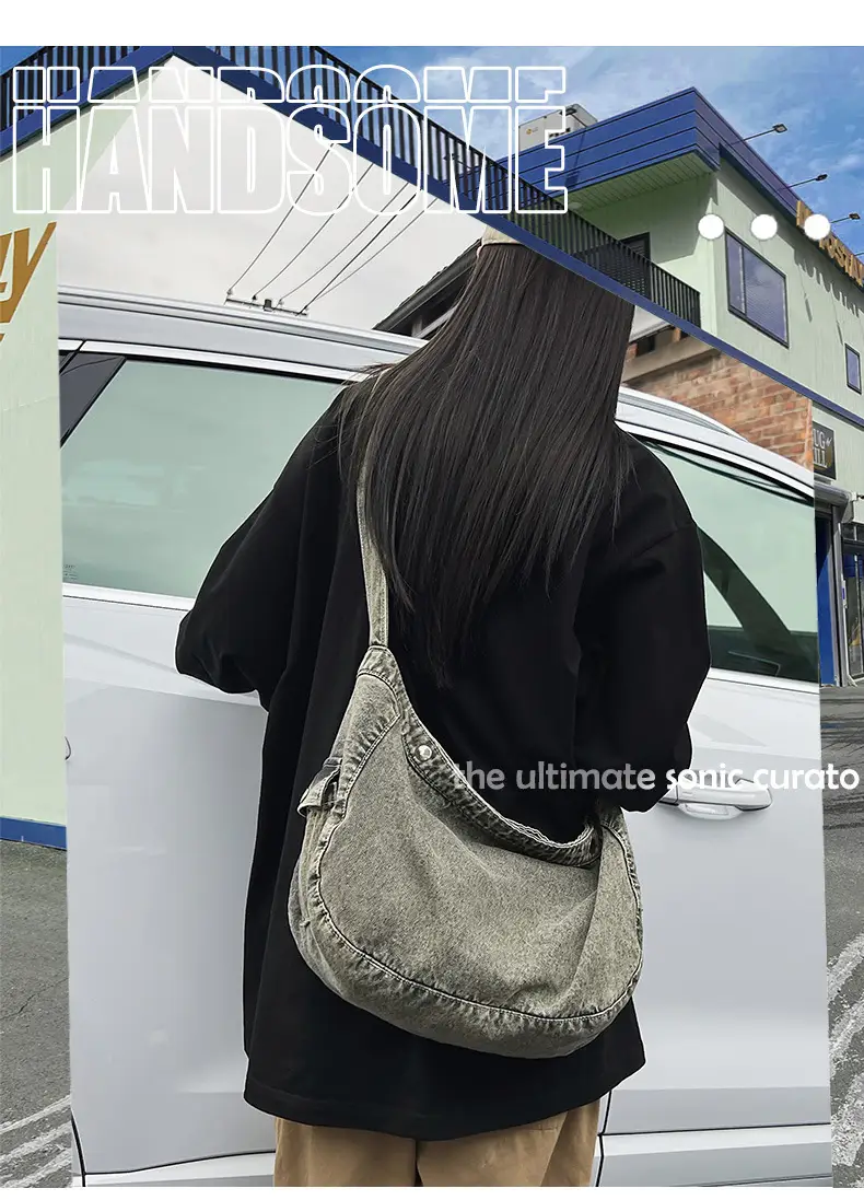 Women's Purple Crossbody Denim Bag Retro Style — feature 1