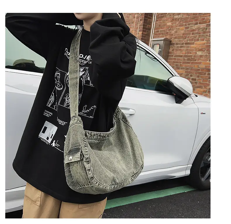 Women's Purple Crossbody Denim Bag Retro Style — feature 10