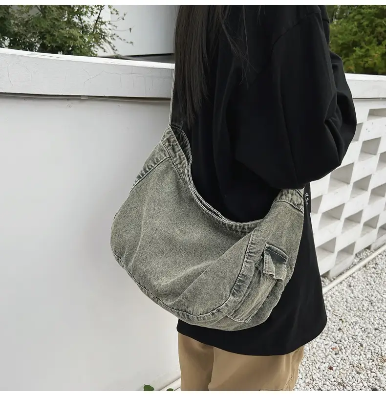 Women's Purple Crossbody Denim Bag Retro Style — feature 11