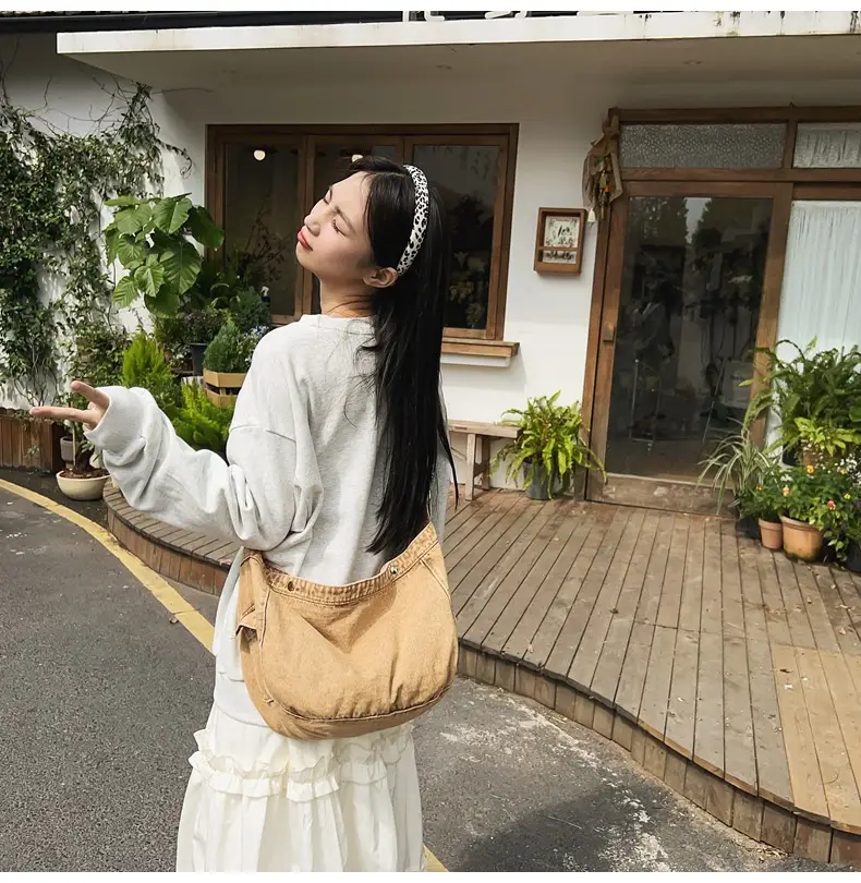 Women's Purple Crossbody Denim Bag Retro Style — feature 12