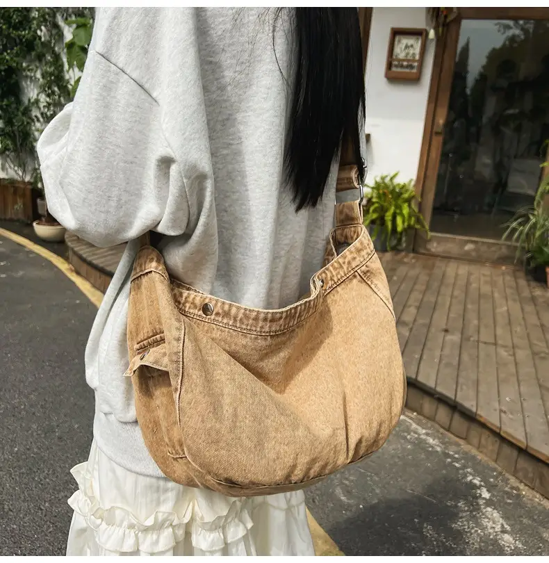 Women's Purple Crossbody Denim Bag Retro Style — feature 13