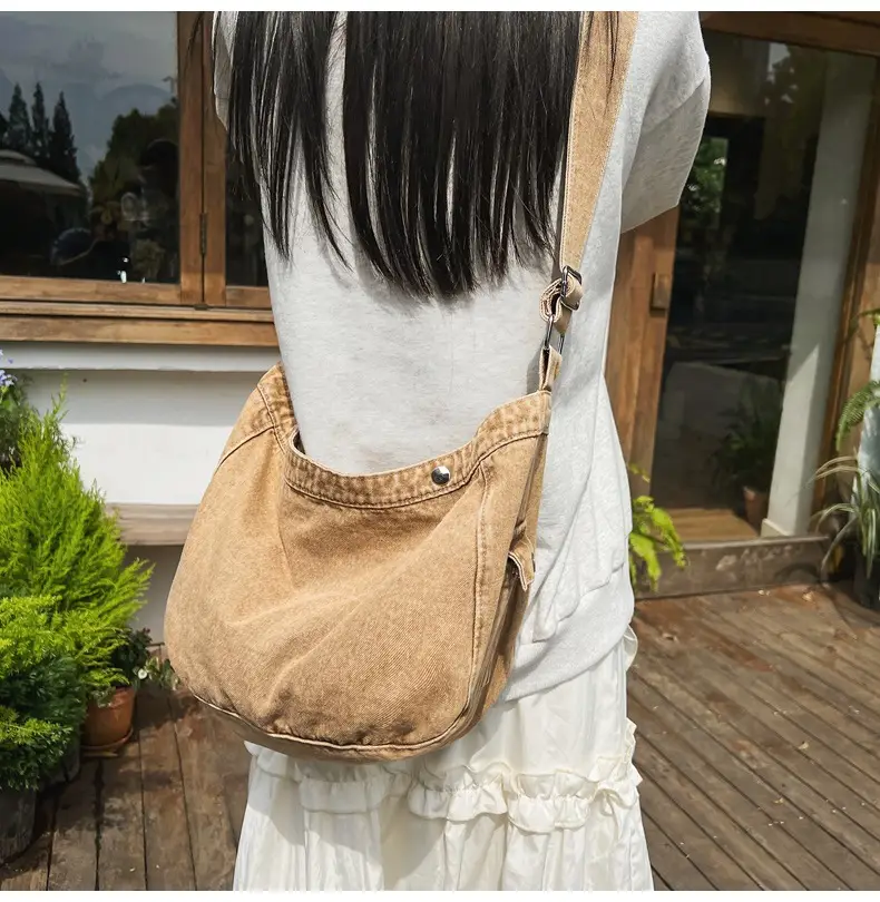 Women's Purple Crossbody Denim Bag Retro Style — feature 15