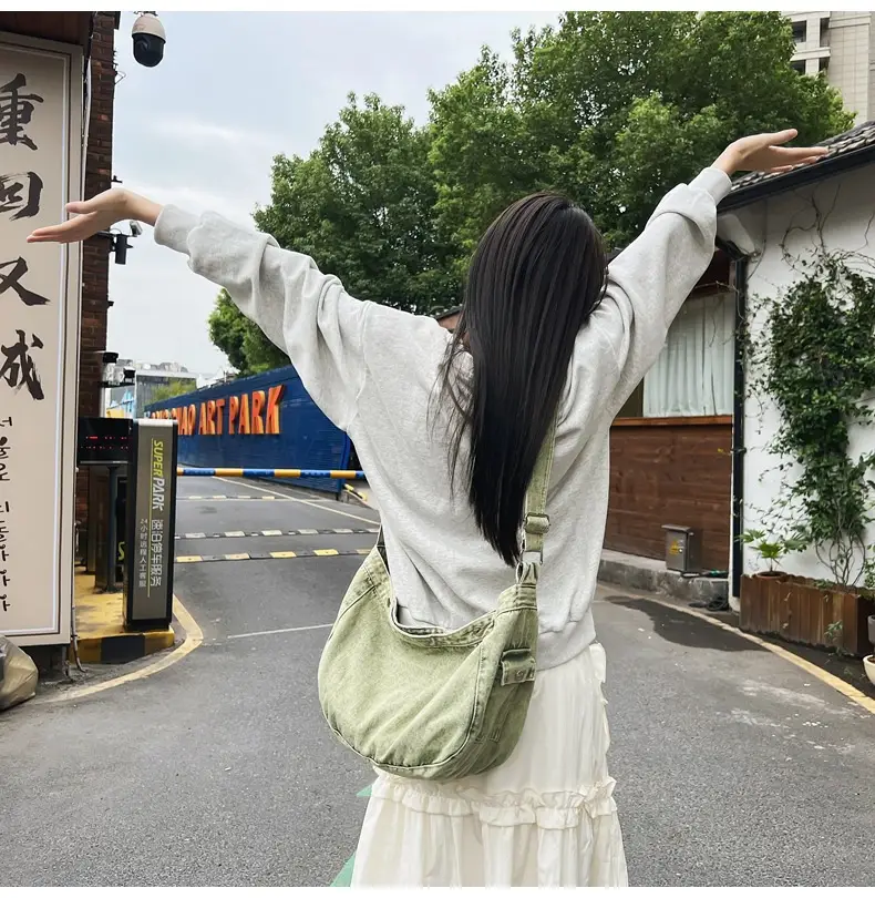 Women's Purple Crossbody Denim Bag Retro Style — feature 16