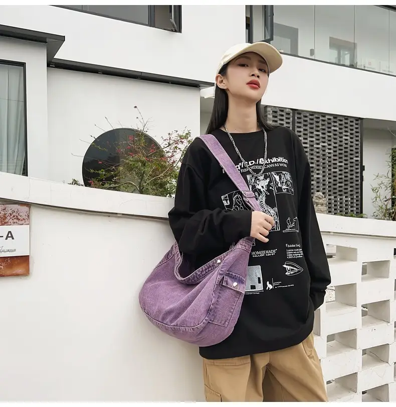 Women's Purple Crossbody Denim Bag Retro Style — feature 20