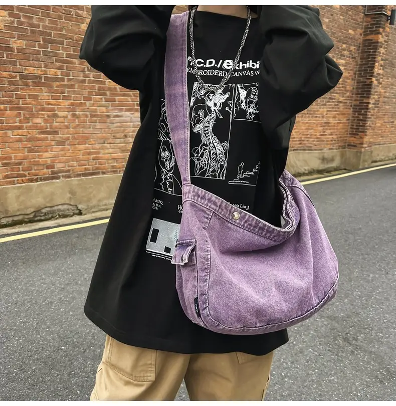 Women's Purple Crossbody Denim Bag Retro Style — feature 21