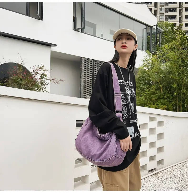 Women's Purple Crossbody Denim Bag Retro Style — feature 22