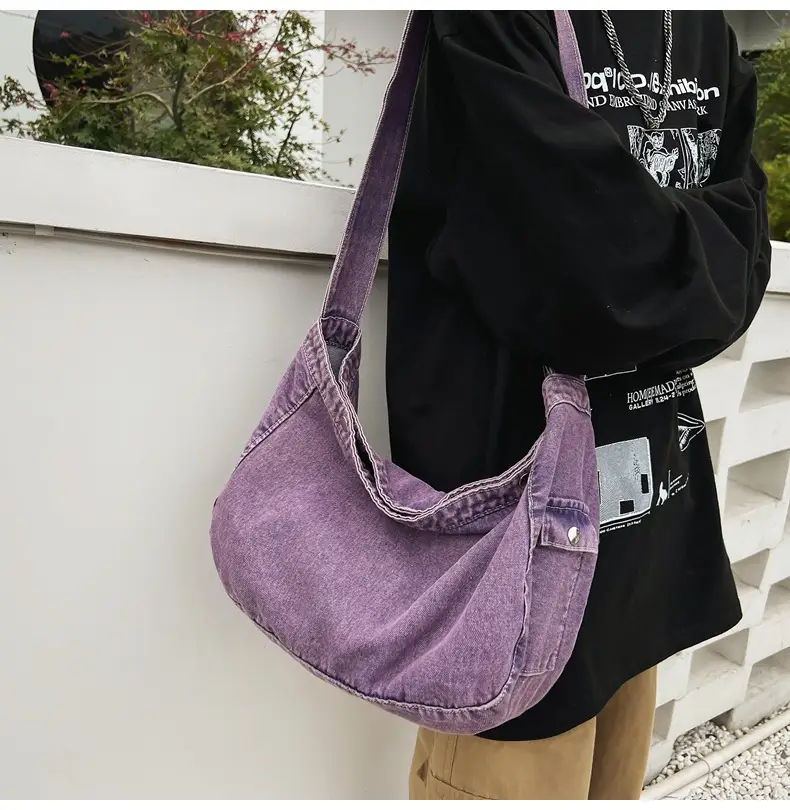 Women's Purple Crossbody Denim Bag Retro Style — feature 23