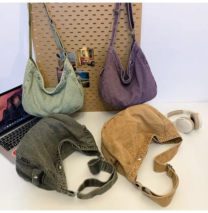 Women's Purple Crossbody Denim Bag Retro Style — feature 24