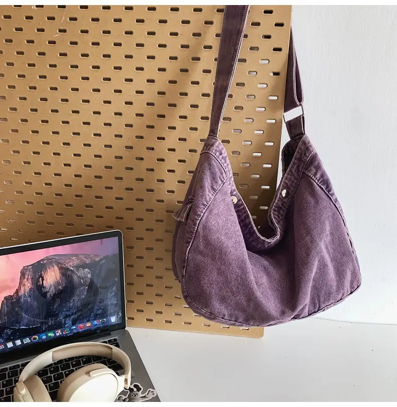 Women's Purple Crossbody Denim Bag Retro Style — feature 29