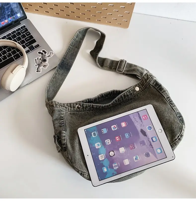 Women's Purple Crossbody Denim Bag Retro Style — feature 33