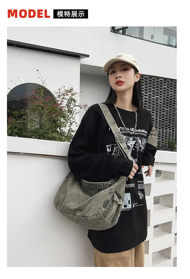 Women's Purple Crossbody Denim Bag Retro Style — feature 9
