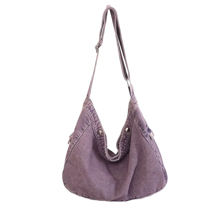 Women's Purple Crossbody Denim Bag Retro Style - Image 4