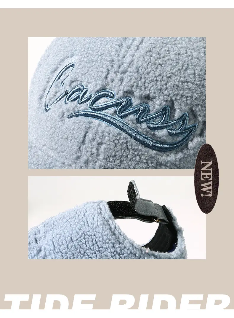 Warm Velvet Peaked Cap for Men with Embroidery — feature 9
