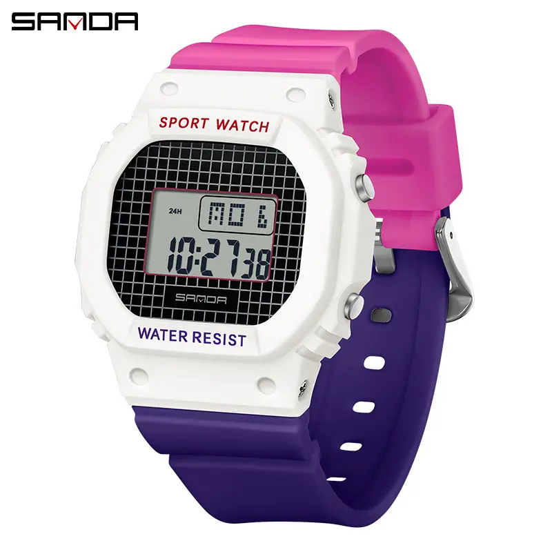 Sanda Digital Watch Multi-Functional Square K-Style Men Women - Image 4