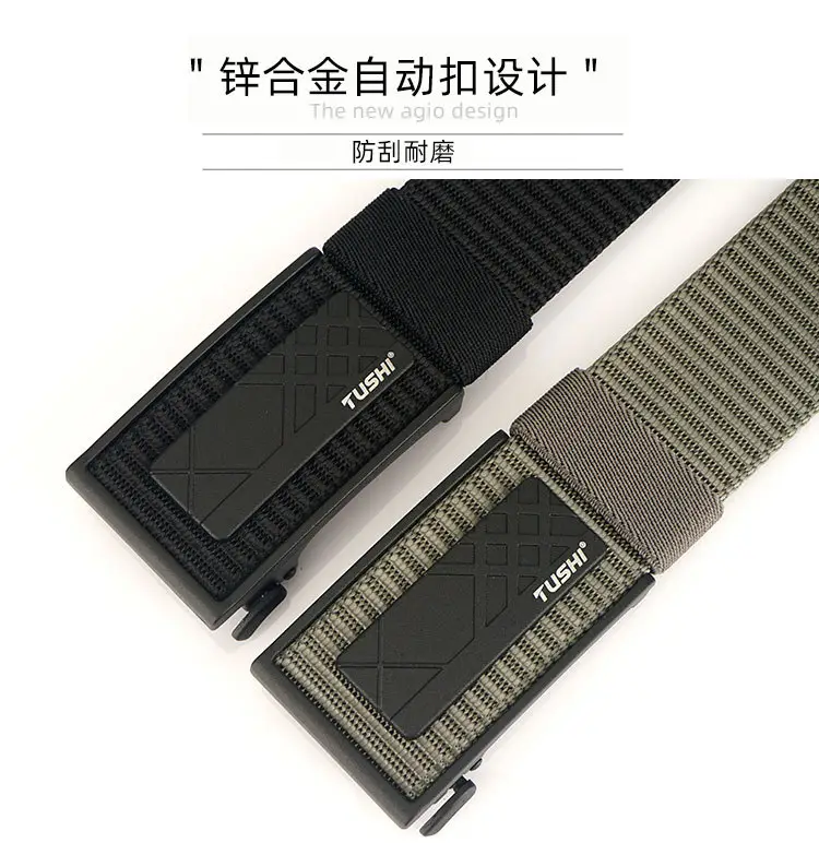 Men's Navy Blue Toothless Automatic Buckle Belt 3.8cm — feature 12