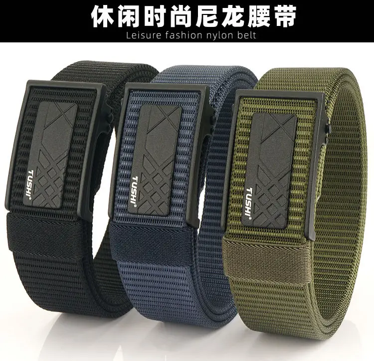 Men's Navy Blue Toothless Automatic Buckle Belt 3.8cm — feature 2