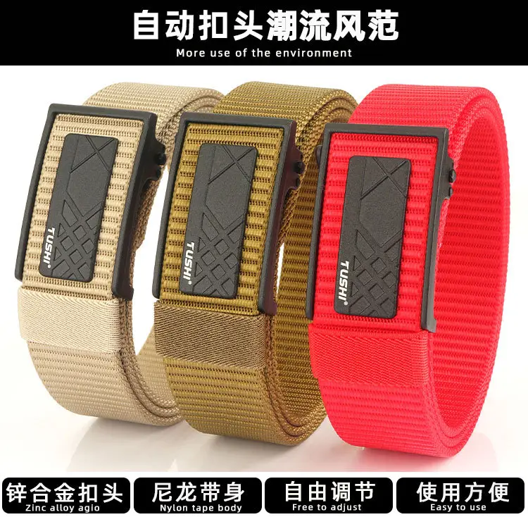 Men's Navy Blue Toothless Automatic Buckle Belt 3.8cm — feature 3