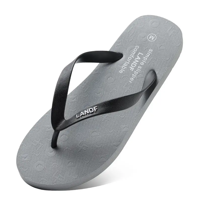 Luardi Men's Grey Rubber Flip Flops Summer Casual Non-Slip