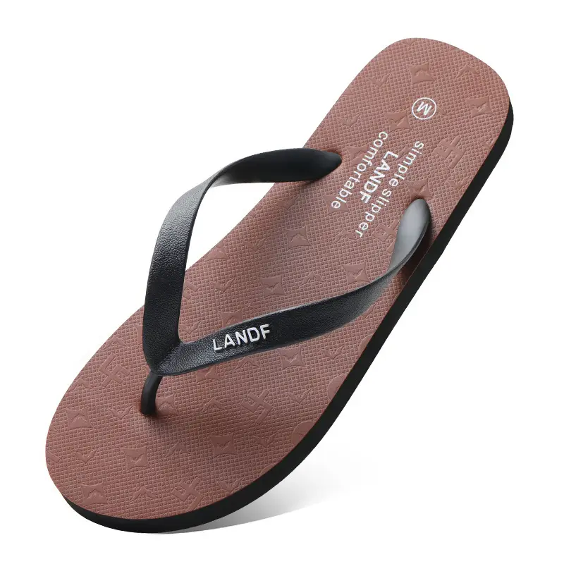 Luardi Men's Grey Rubber Flip Flops Summer Casual Non-Slip