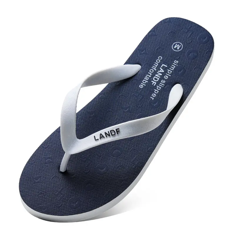 Luardi Men's Grey Rubber Flip Flops Summer Casual Non-Slip