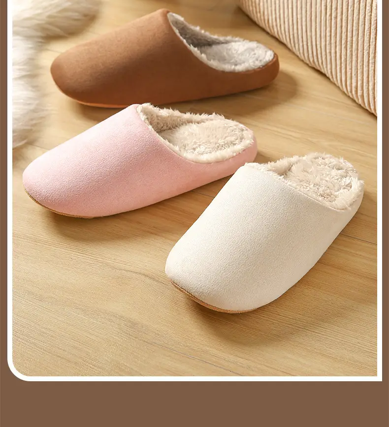 [in stock] Suede soft bottom mute home cotton slippers female couples fleece-lined floor silent Japanese and Korean slippers men — feature 15