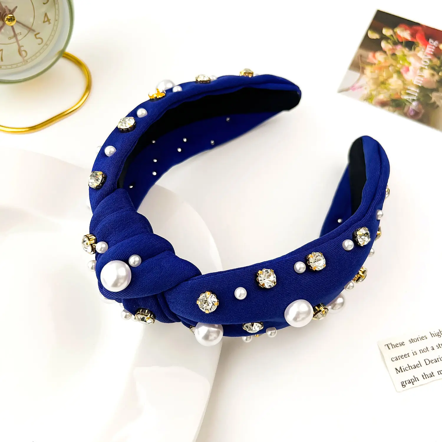 Black Pearl Diamond Wide Headband for Women — feature 12