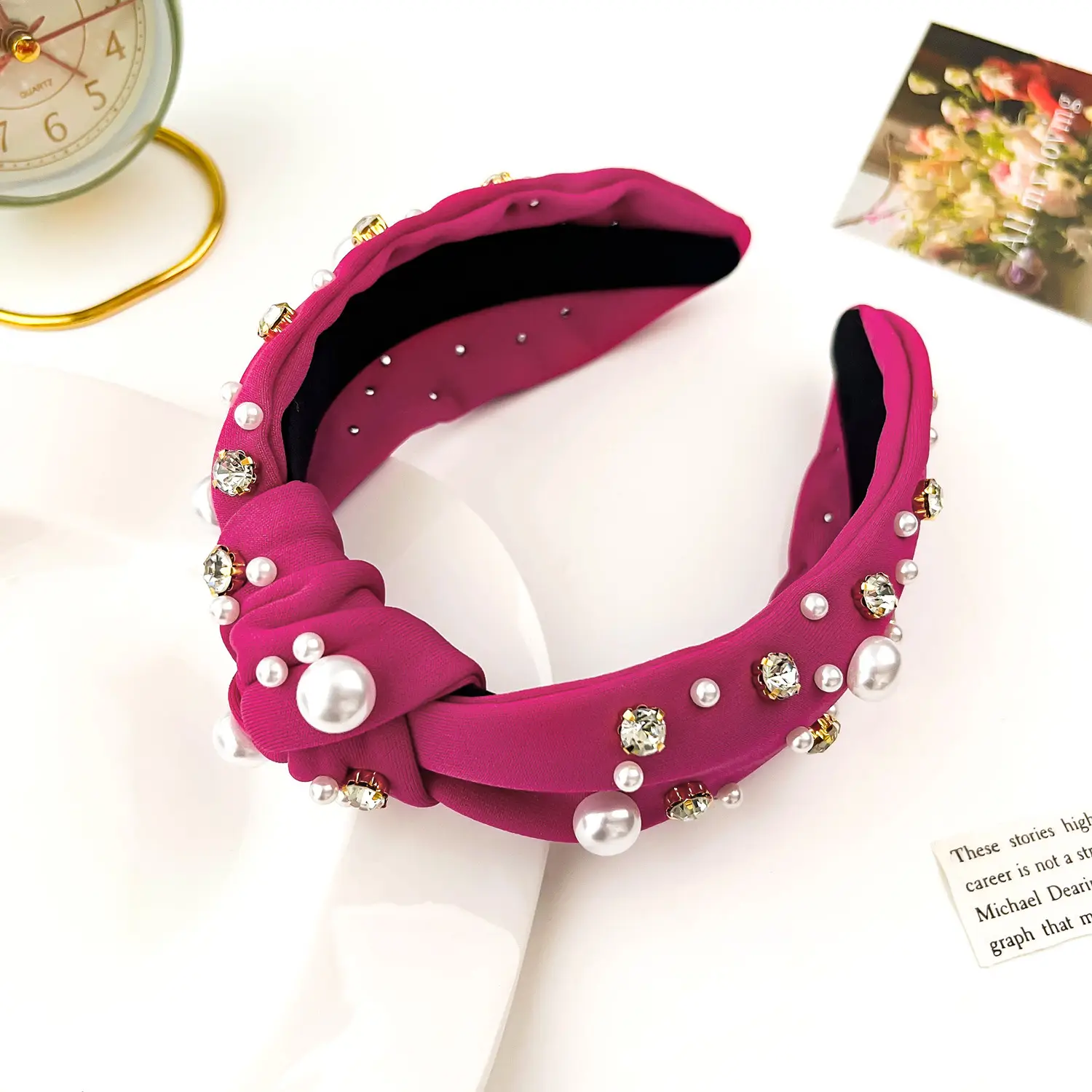 Black Pearl Diamond Wide Headband for Women — feature 14