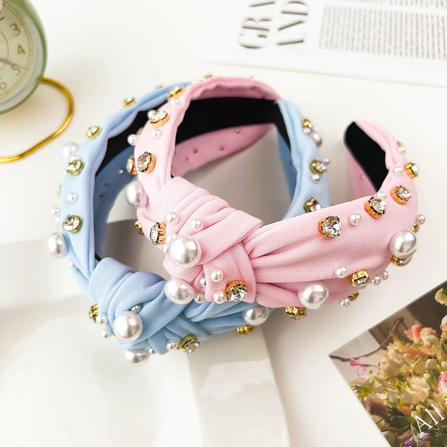 Black Pearl Diamond Wide Headband for Women — feature 5