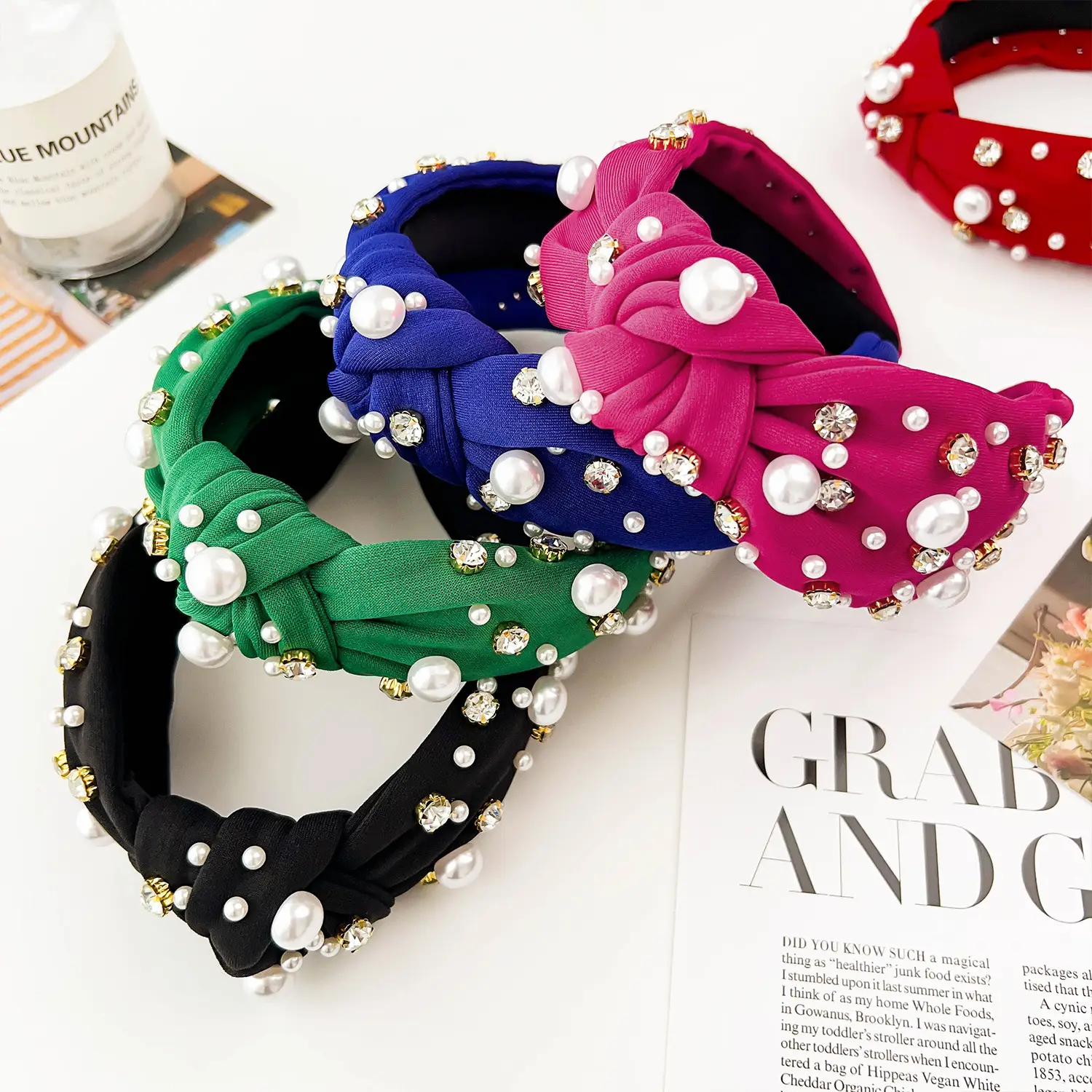 Black Pearl Diamond Wide Headband for Women — feature 6