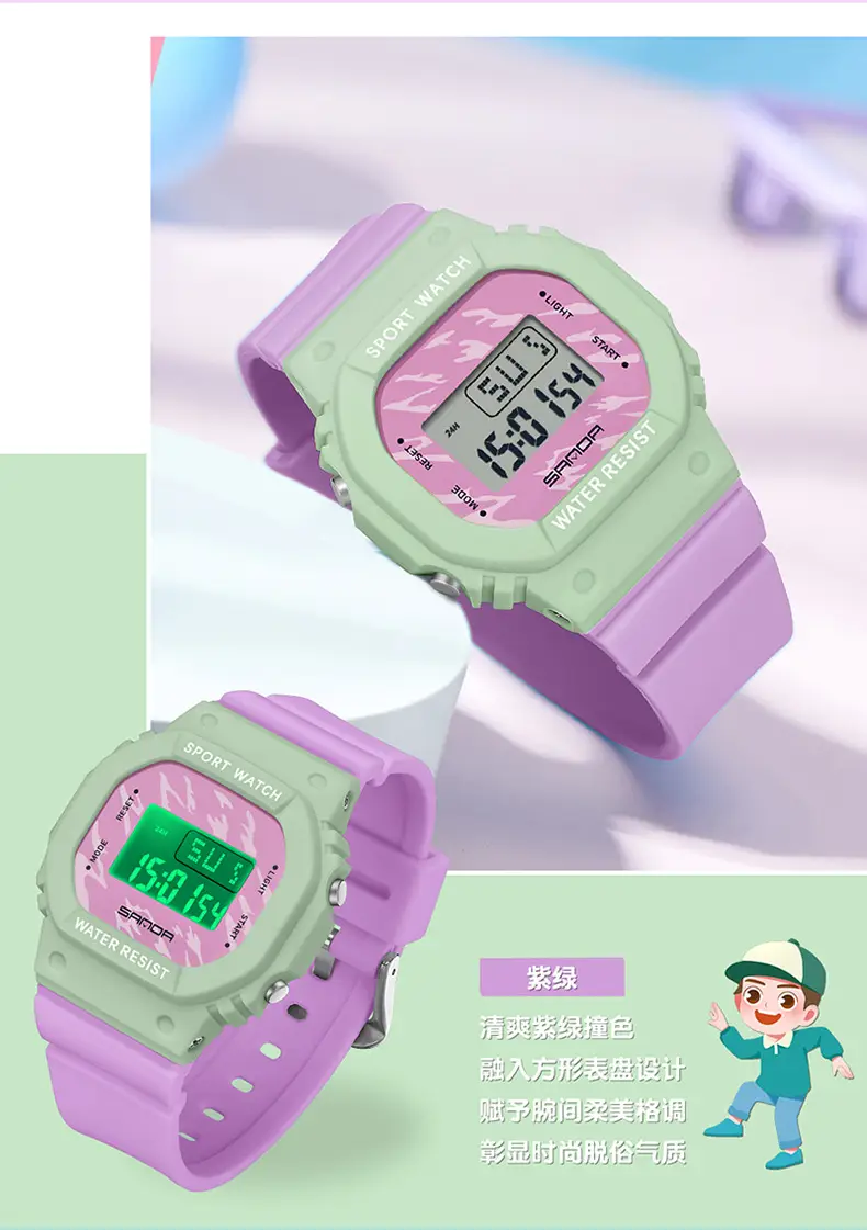 Sanda New Small Square Multi-Function Electronic Watch Sports Waterproof Luminous — feature 13