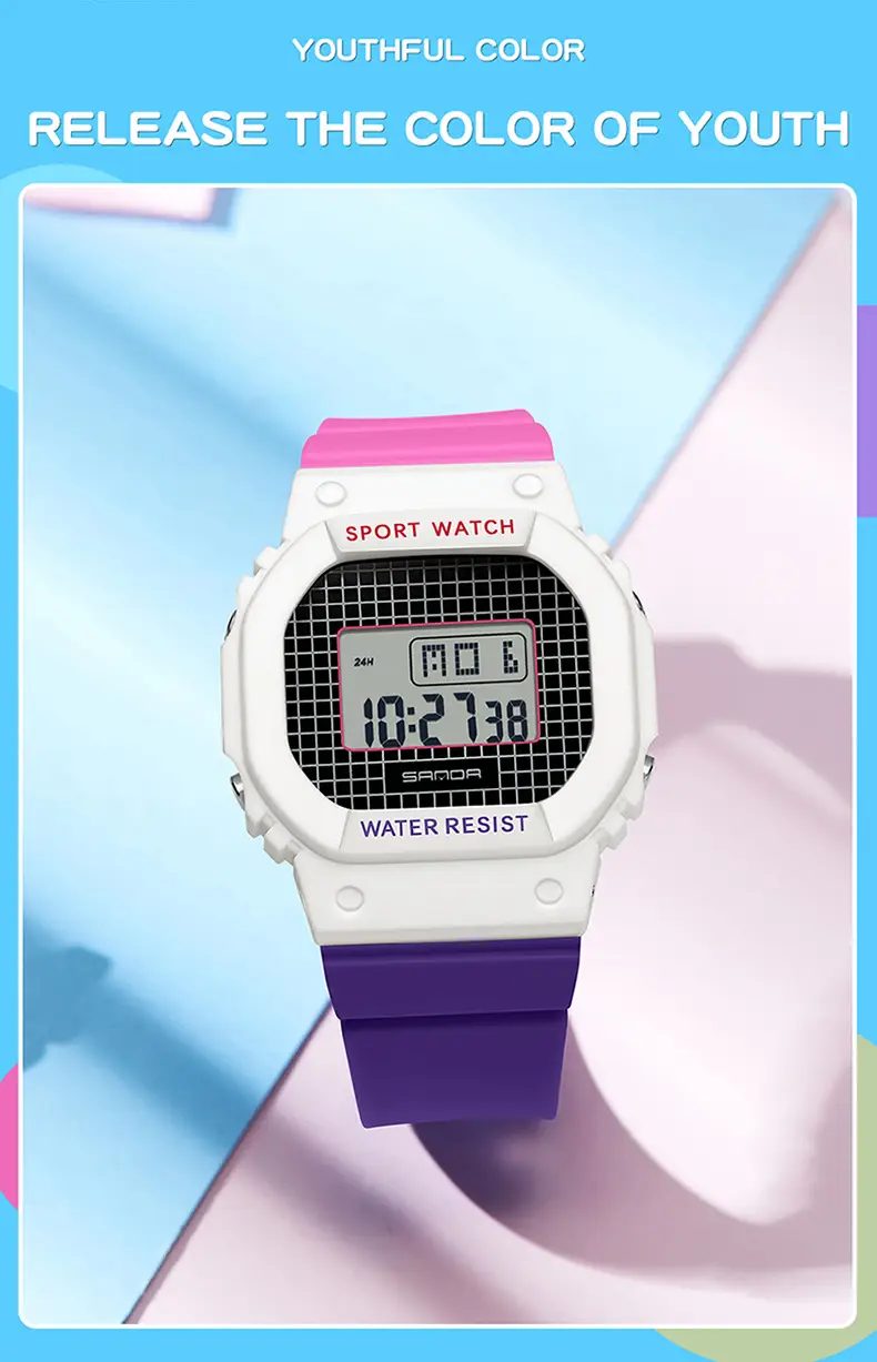 Sanda New Small Square Multi-Function Electronic Watch Sports Waterproof Luminous — feature 22