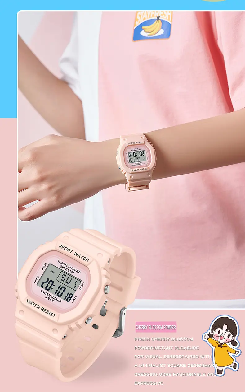 Sanda New Small Square Multi-Function Electronic Watch Sports Waterproof Luminous — feature 23