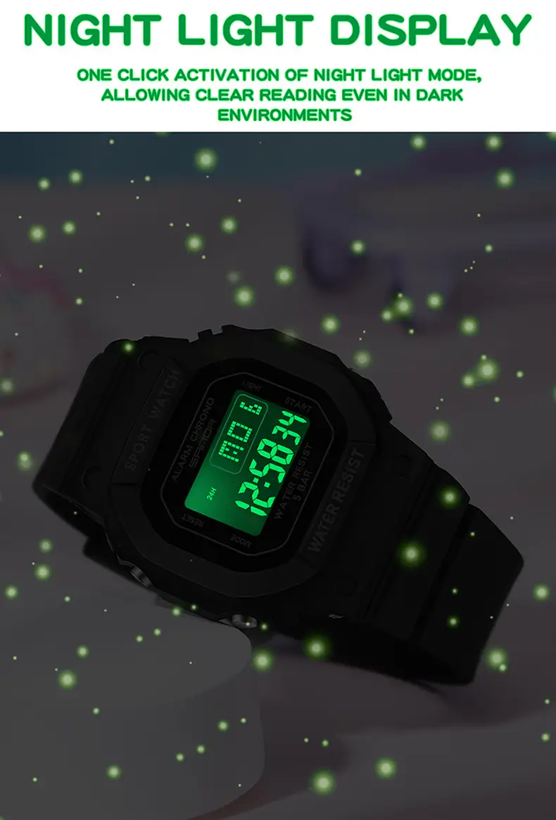 Sanda New Small Square Multi-Function Electronic Watch Sports Waterproof Luminous — feature 26