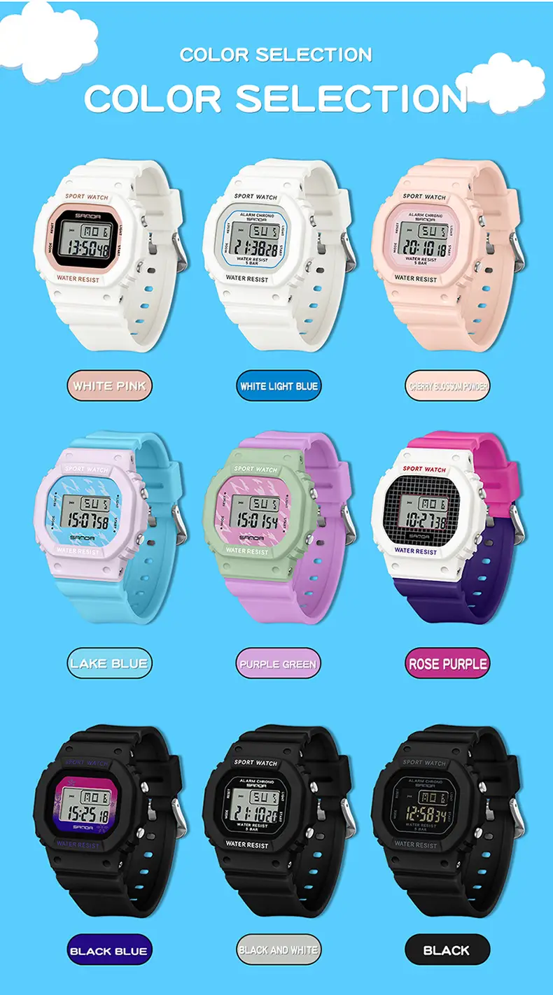 Sanda New Small Square Multi-Function Electronic Watch Sports Waterproof Luminous — feature 28