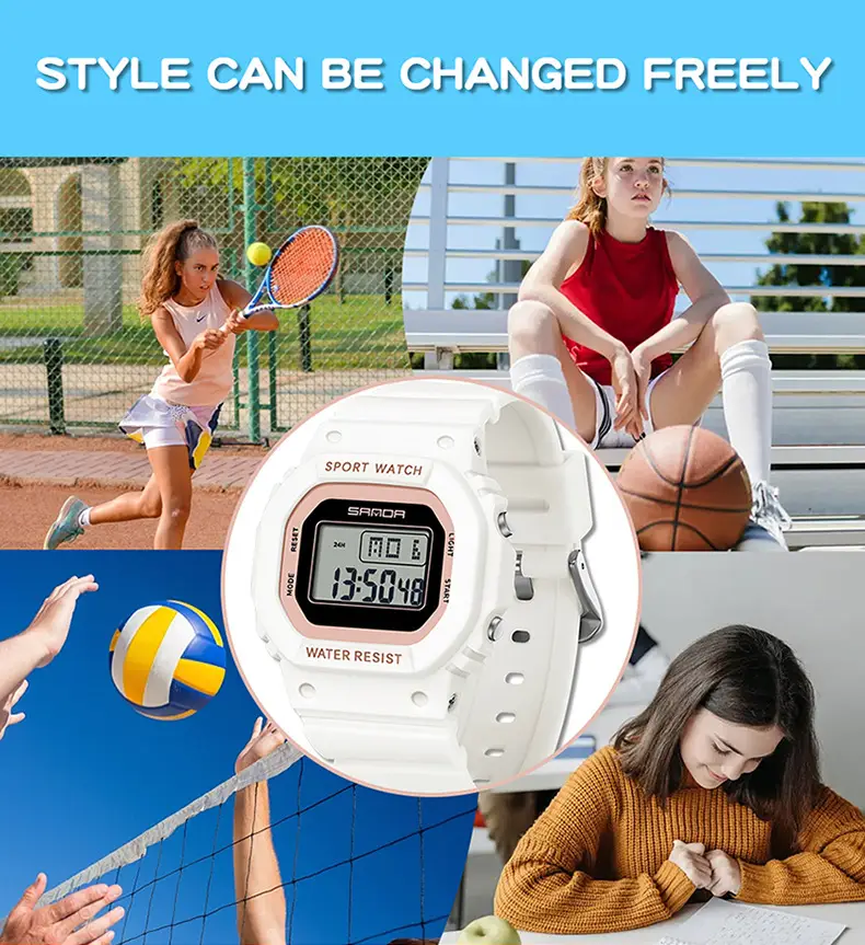 Sanda New Small Square Multi-Function Electronic Watch Sports Waterproof Luminous — feature 36
