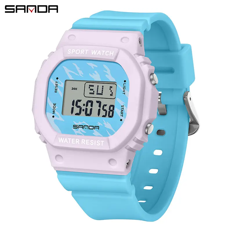 Sanda New Small Square Multi-Function Electronic Watch Sports Waterproof Luminous - Image 5
