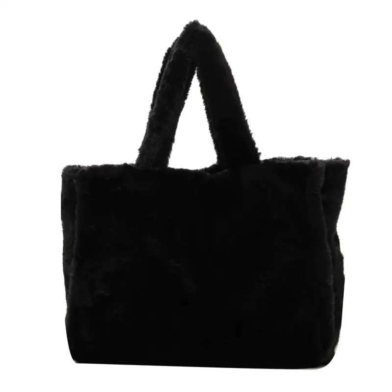 Pink Plush Bucket Bag for Women Winter Shoulder Tote - Image 9