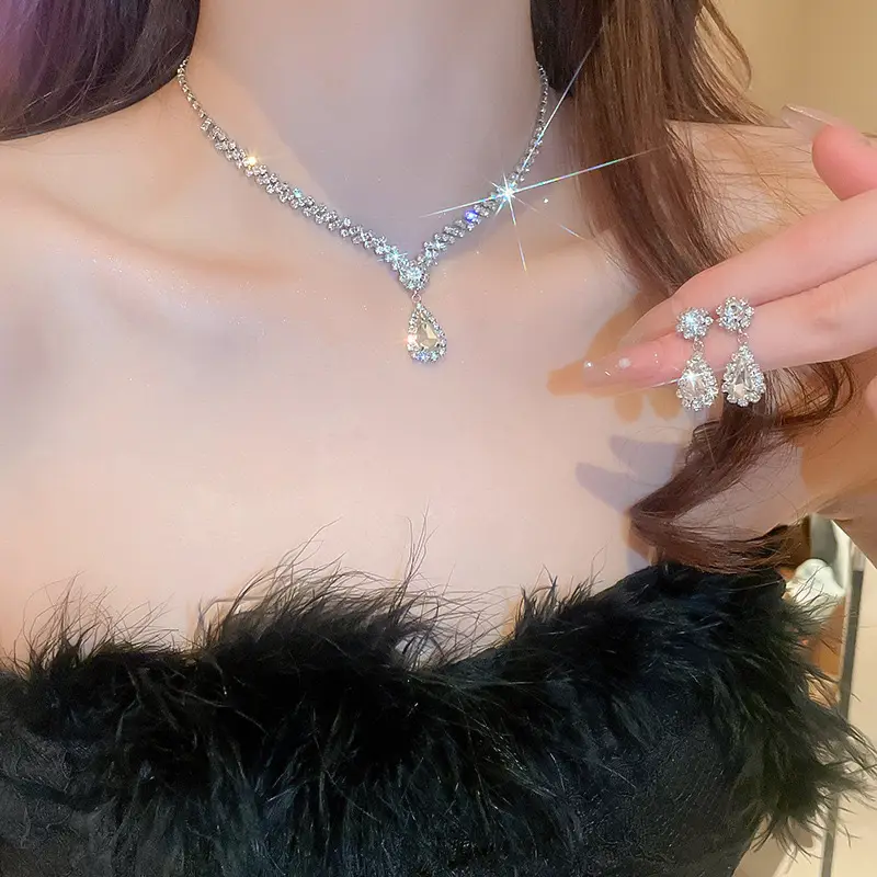 Diamond Tassel Earrings Two-Piece Set for Women - Image 5